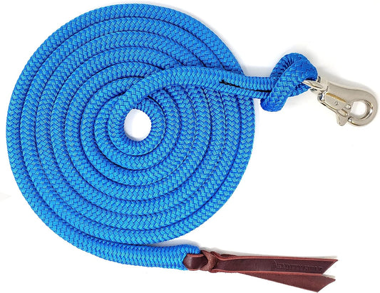 Premium 1/2" Samson EQ Yacht Braid Lead Rope with Nickel Trigger Bull Snap. Option for 12ft, 14ft and 16ft Lengths (Blue, 16 FT)