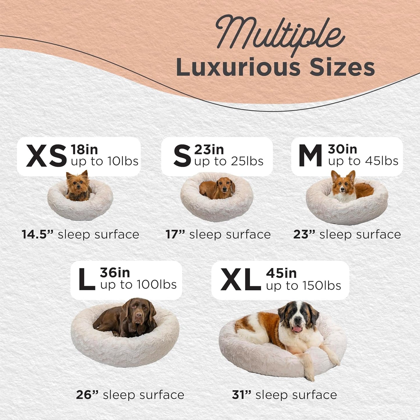 Best Friends by Sheri Original Calming Donut Dog and Cat Bed, Lux Faux Fur, Oyster, XL (45in x 45in) - Anxiety Relief for Pets Up to 150 lbs