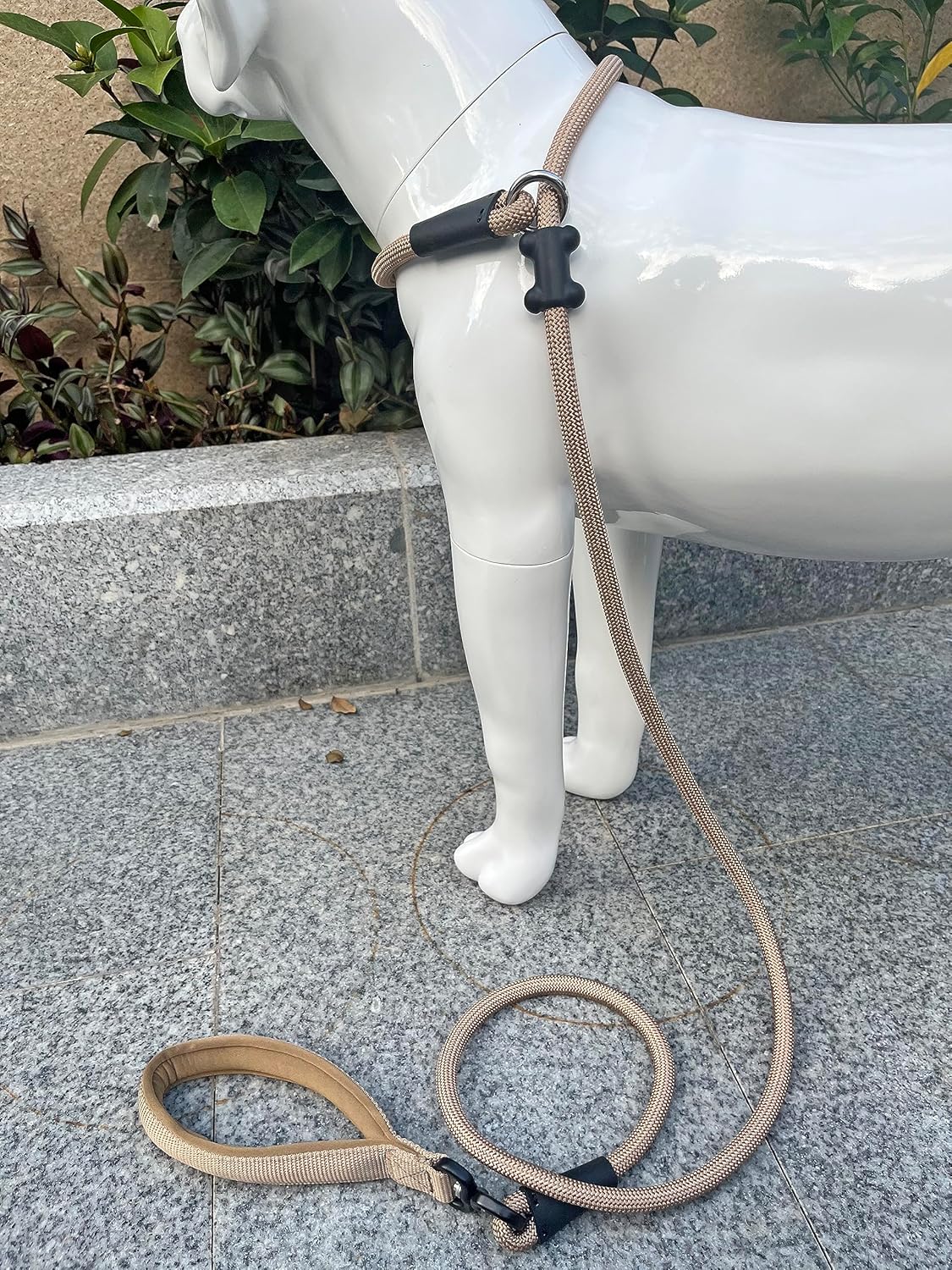 Slip Lead Dog Leash，Strong Nylon Rope Leash and Padded Handle,No Pull Outdoor Walking Training Lead for Small Medium Large Dogs(Light Military Tan, 1/2"×6ft)