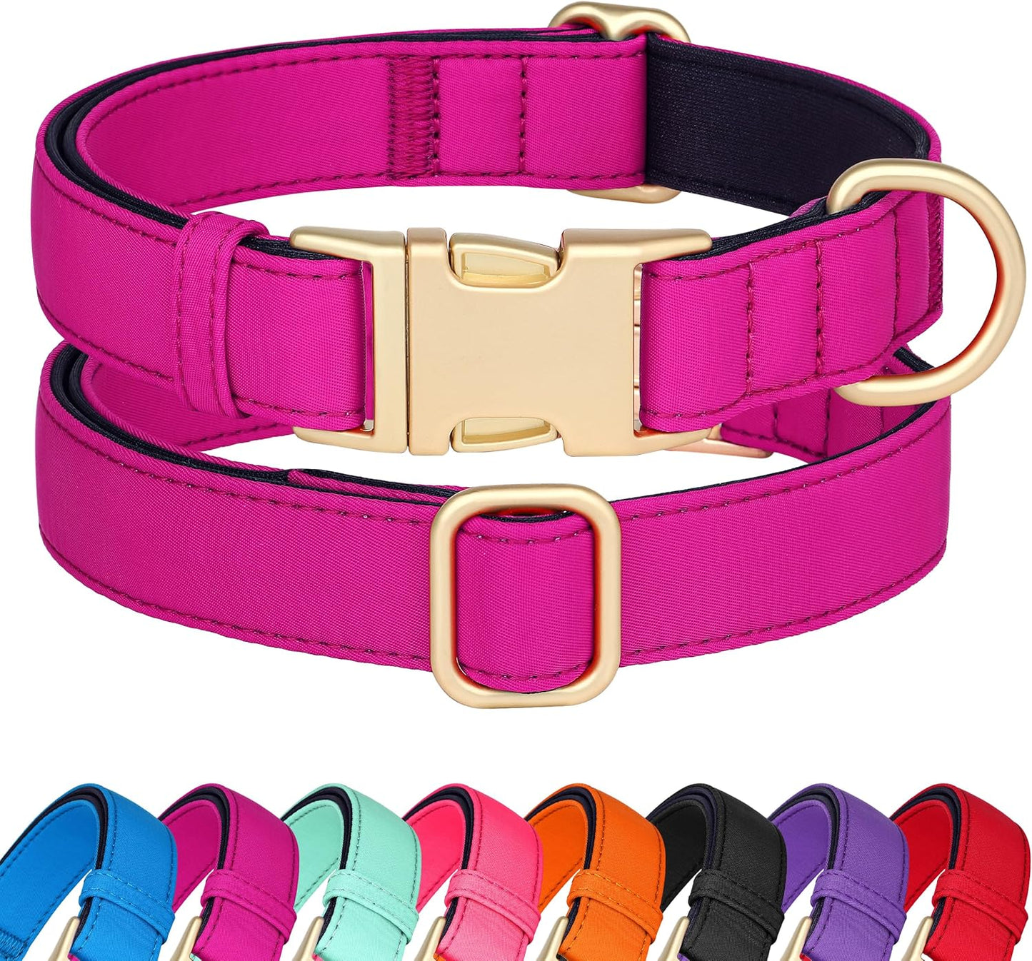 Didog Soft Padded Dog Collars for Small Dogs, Colorful and Durable Dog Collar with Quick Release Buckle, Light and Breathable for Daily Walking, Rose Purple, S