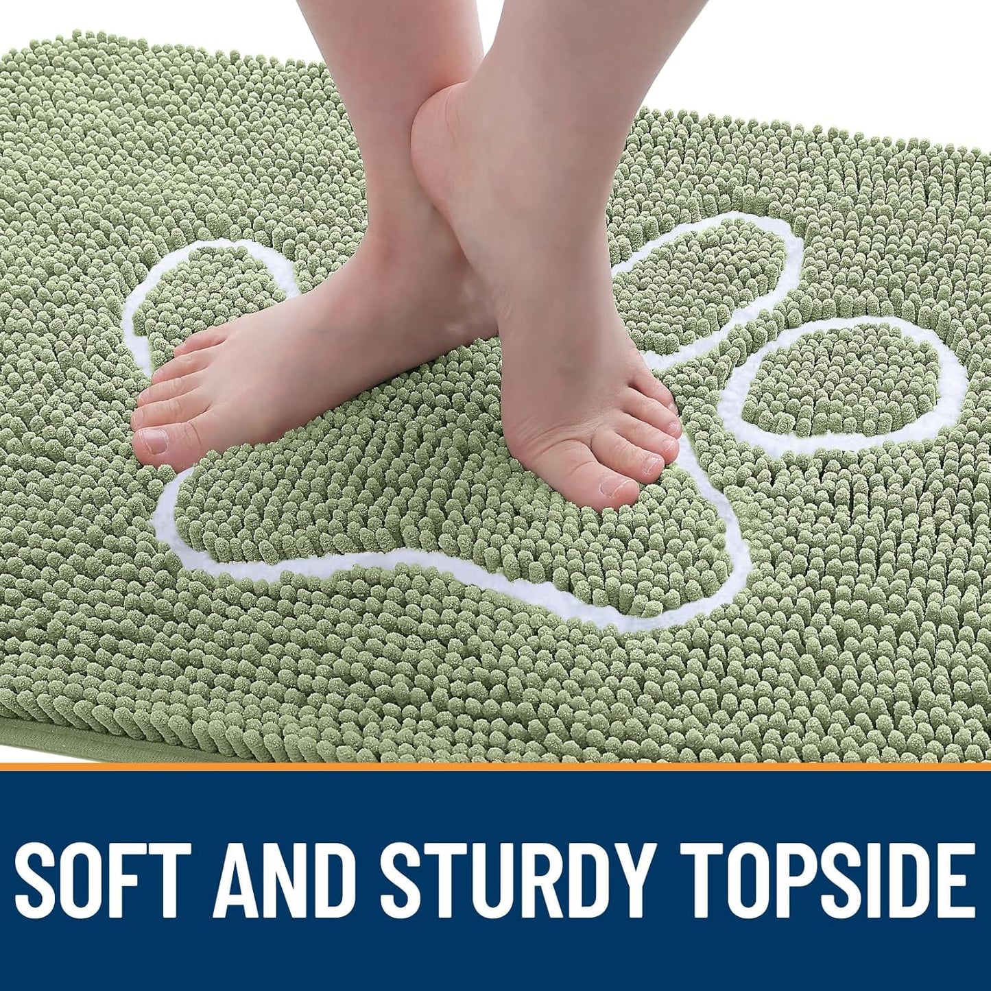 OLANLY Door Mat for Muddy Dog Paws 24x16, Ultra Absorbent Chenille Mud Doormat with Paw Print Design, Non-Slip Washable Doormat for Indoor Entryway, Quick-Dry Pet Bed Mats for Dirty Dogs, Sage Green