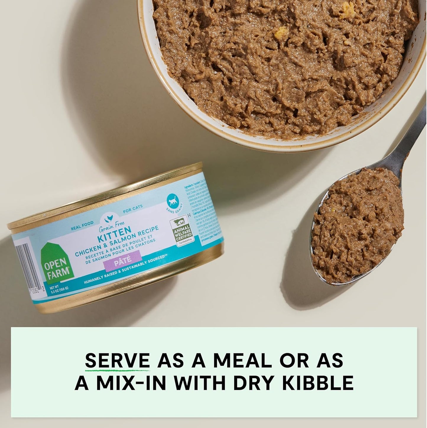 Open Farm Canned Kitten Food, Paté for Complete & Balanced Nutrition, Grain-Free and Legume-Free Wet Kitten Food, Chicken & Salmon Recipe, 2.8oz Cans (Case of 18)