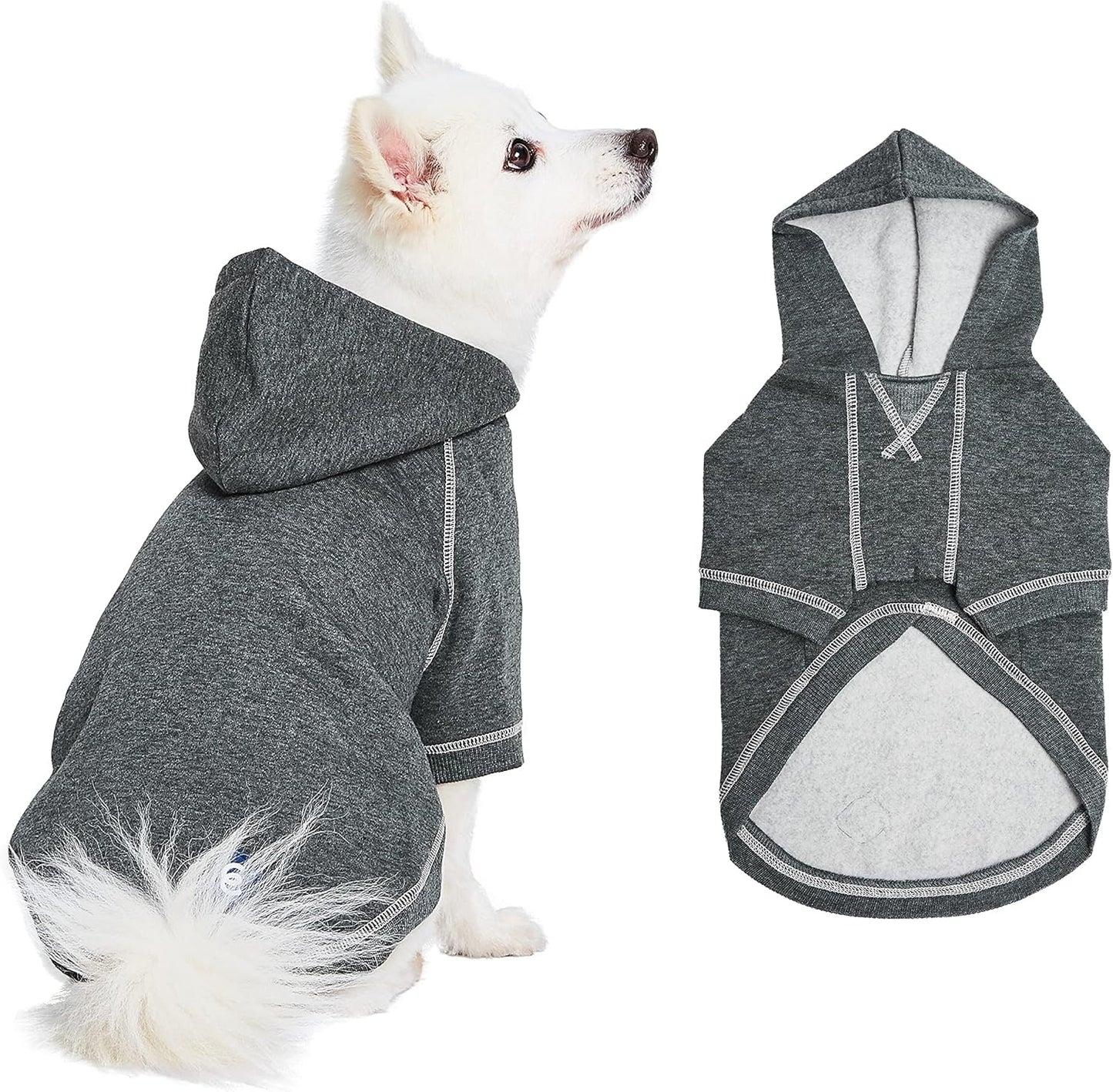 Blueberry Pet Essentials Dog Hoodie – 12 inch, Cotton‑Blend Sweatshirt with Hood, Charcoal Grey, Machine‑Washable Small‑Dog Jersey