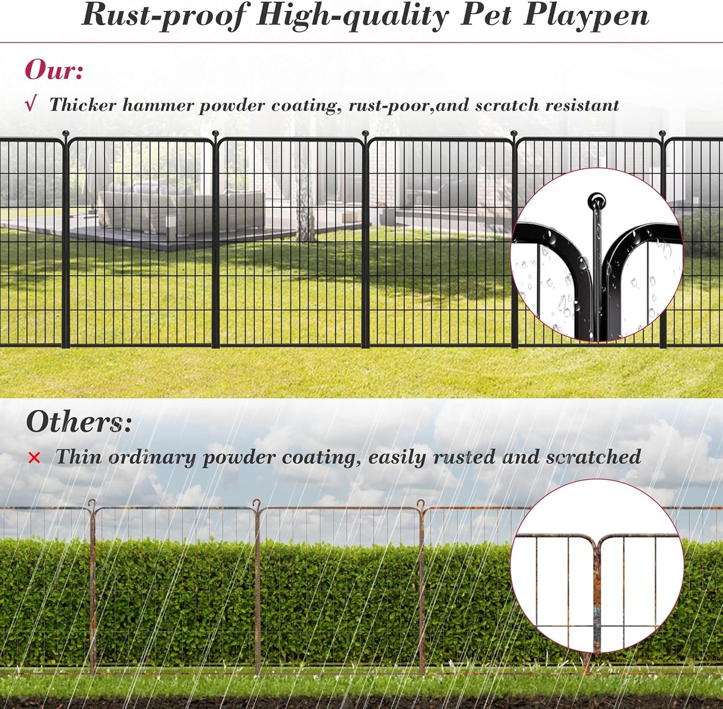 Dog Playpen 40 inch 30 Panels Indoor Outdoor Dog Pen for Large/Medium/Small Dogs Heavy Duty Metal Dog Fence Outdoor for Yard, Puppy Playpen with Door Portable Pet Fence for RV Camping Yard