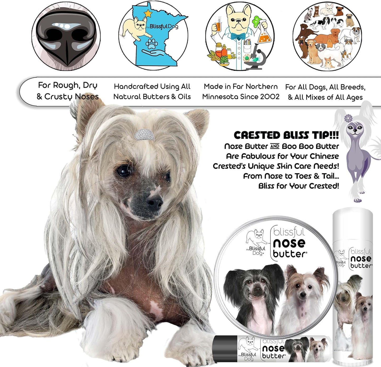 The Blissful Dog Chinese Crested Unscented Nose Butter, 16oz