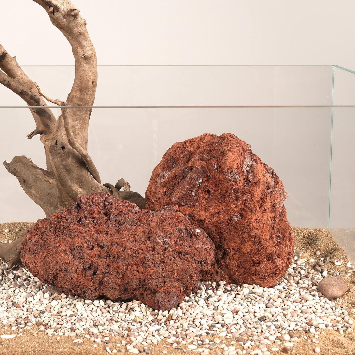 LANDEN Red Lava Stones (16lbs,3~10inch,11pcs) Aquarium Rock for Aquascaping Terrariums, Paludariums,Vivariums, Reptile and Amphibian Enclosures, Fish Tank Decoration Landscape Stone