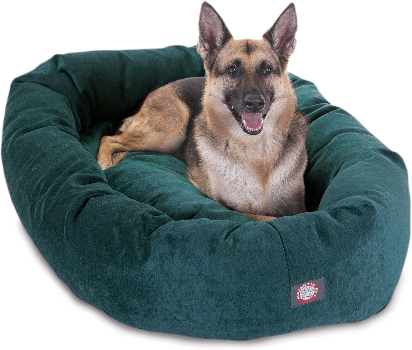 Majestic Pet 52 Inch Micro Velvet Calming Dog Bed Washable – Cozy Soft Round Dog Bed with Spine for Head Support - Fluffy Donut Dog Bed 52x35x11 (inch) – Round Pet Bed X- Large – Marine