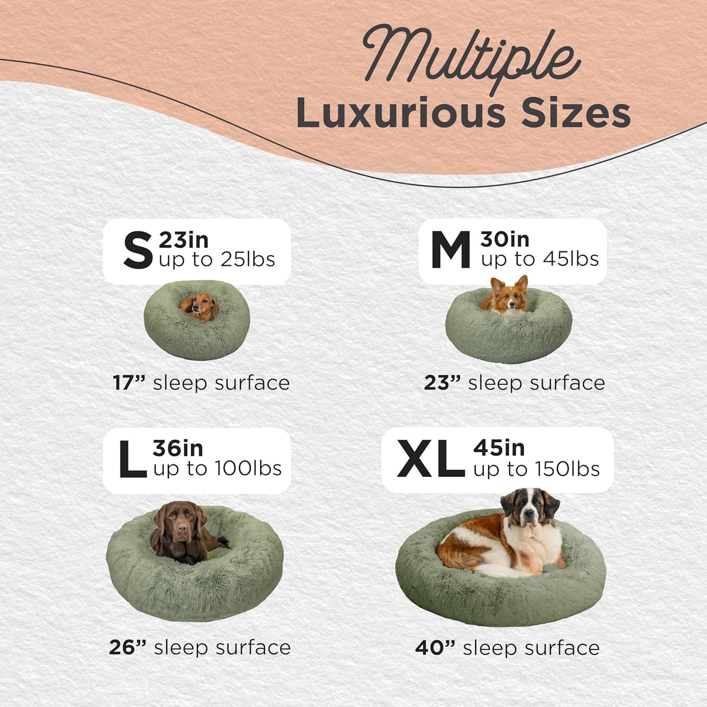 Best Friends by Sheri Original Calming Donut Dog and Cat Bed, Shag Faux Fur, Sage Green, (23in x 23in) - Anxiety Relief for Pets Up to 25 lbs