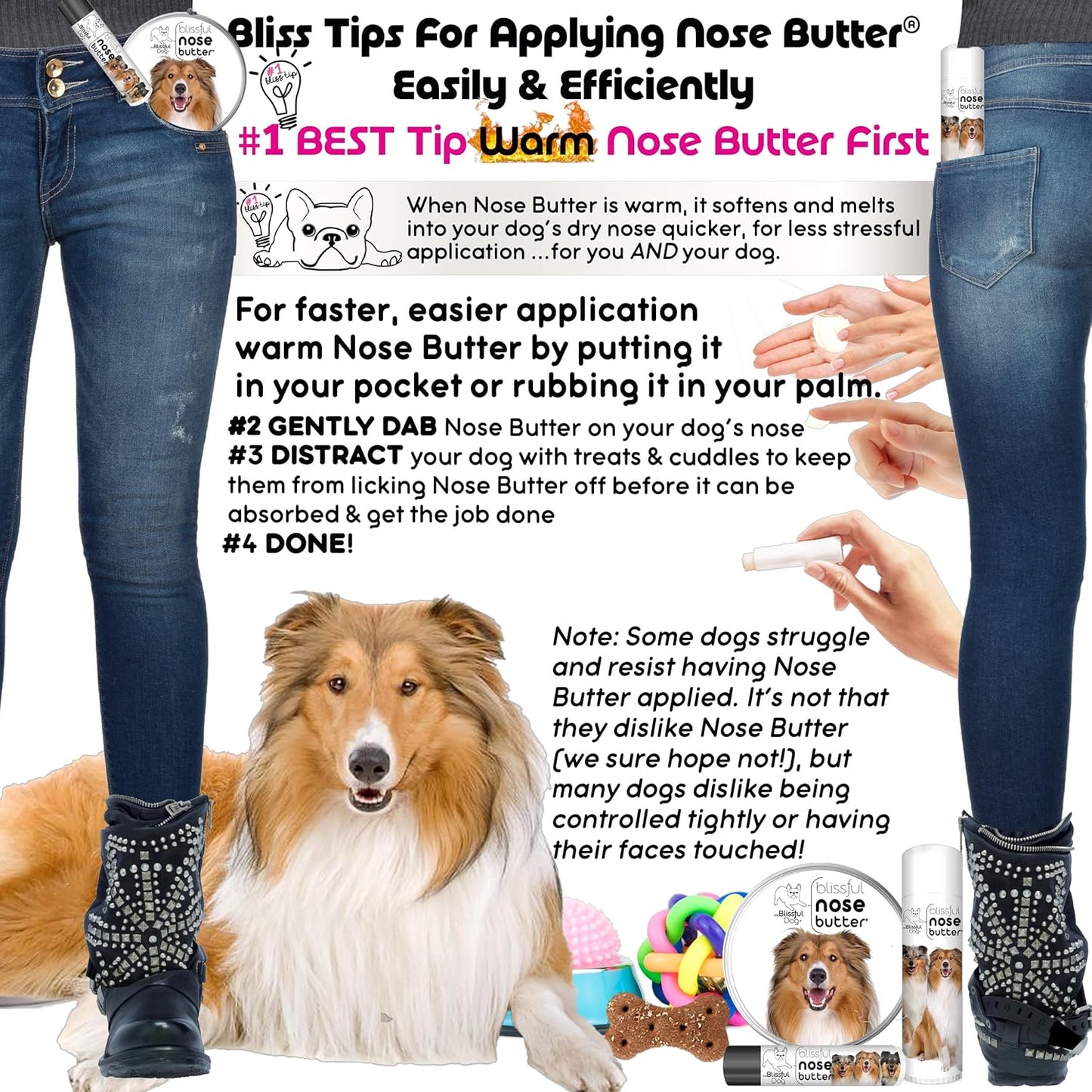 The Blissful Dog Collie Nose Butter for Dry, Cracked Skin, Lick-Safe Dog Nose Balm with Moisturizing Shea Butter, Almond, Olive, and Essential Oils, Pet Supplies, Uncented, 0.50 oz.