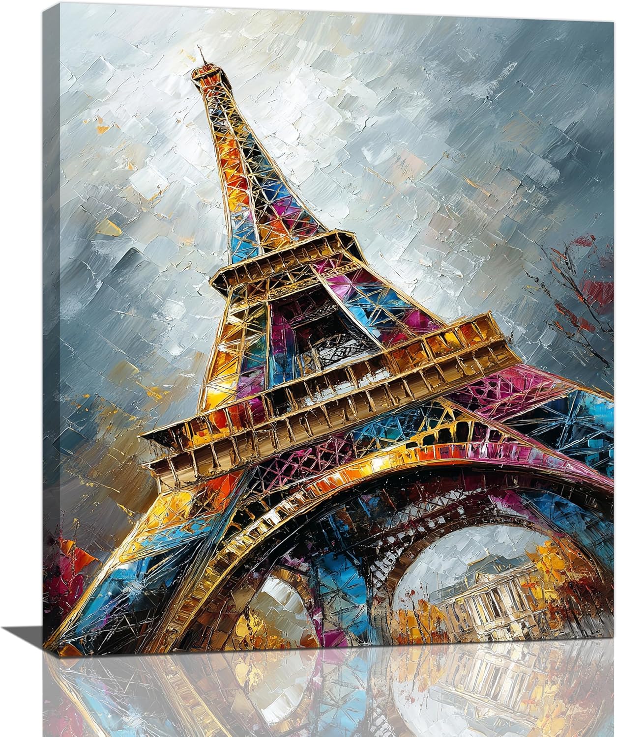 Paris Eiffel Tower Wall Art Paris Architecture Canvas Wall Decor Europe City Eiffel Tower Pictures Painting Print Artwork Framed Decorations Gifts for Living Room Bedroom Office 20"x24"