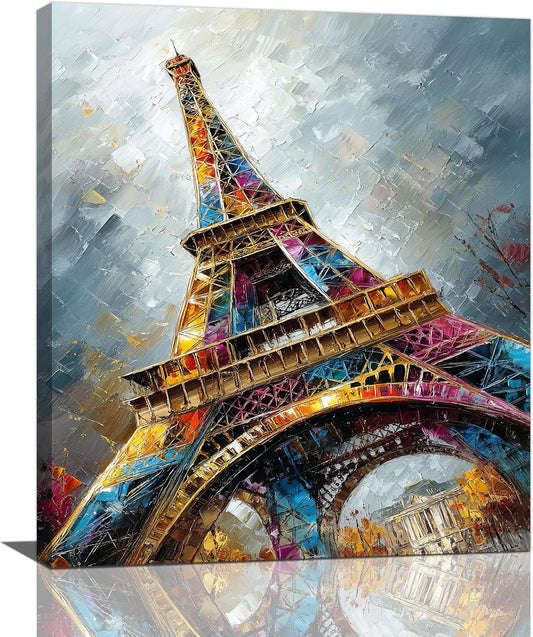Paris Eiffel Tower Wall Art Paris Architecture Canvas Wall Decor Europe City Eiffel Tower Pictures Painting Print Artwork Framed Decorations Gifts for Living Room Bedroom Office 20"x24"