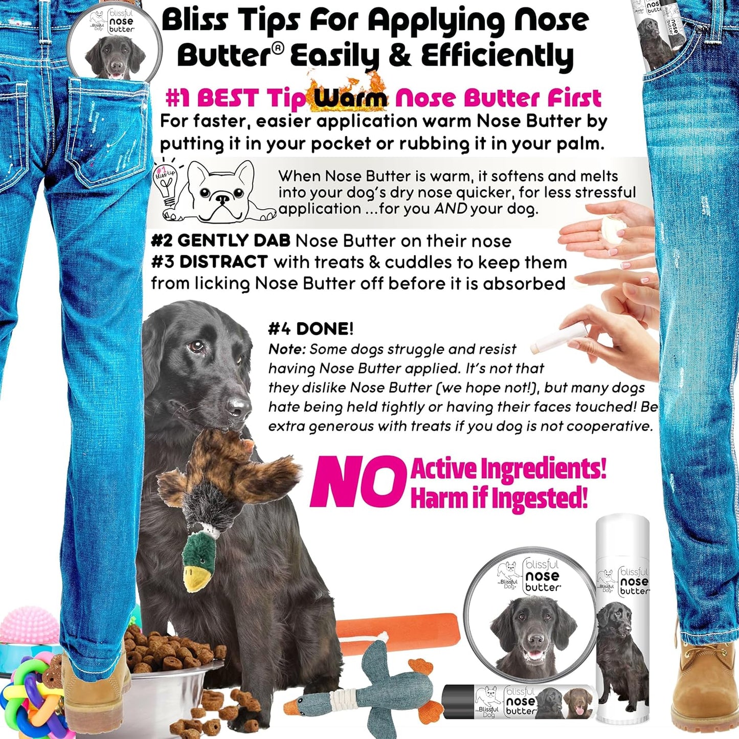 The Blissful Dog Flat-Coat Retriever Unscented Nose Butter - Dog Nose Butter, 8 Ounce