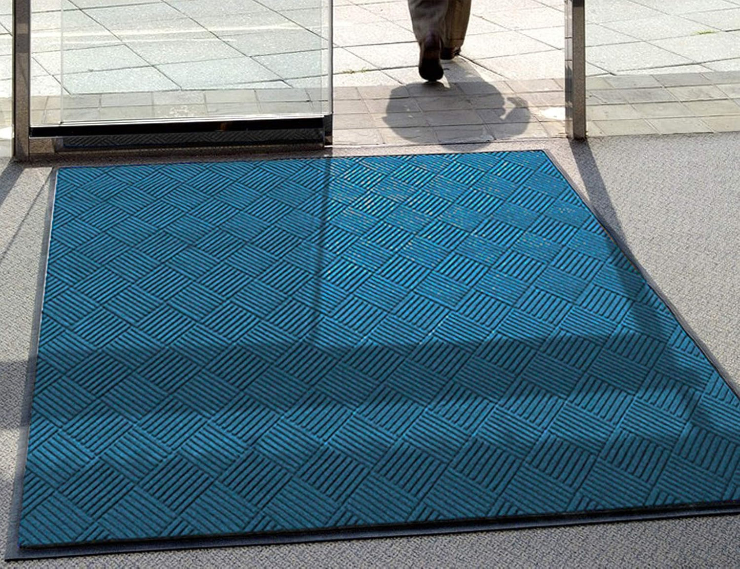 WaterHog Diamond | Commercial-Grade Entrance Mat with Rubber Border – Indoor/Outdoor, Quick Drying, Stain Resistant Door Mat (Medium Blue, 6' x 8')
