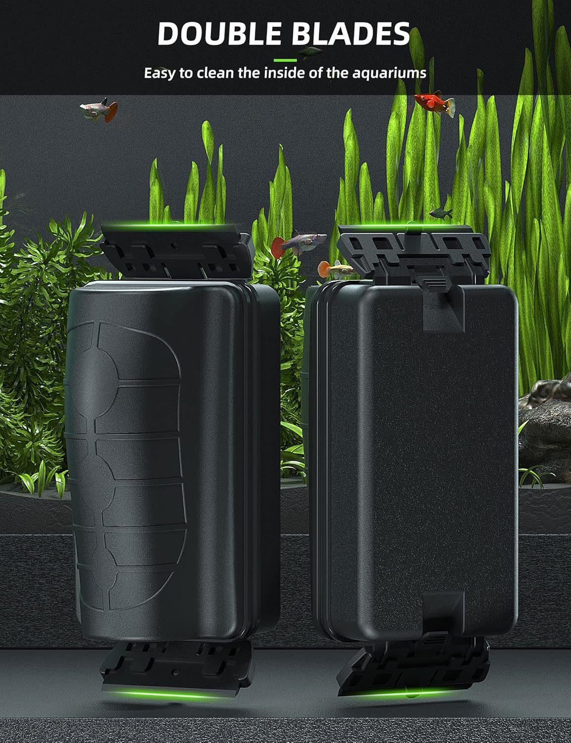 Jasonwell Magnetic Aquarium Fish Tank Cleaner Magnet Scraper for Glass Aquariums Cleaning Tools Scrubber Floating Brush (L)