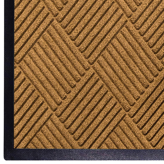 WaterHog Diamond | Commercial-Grade Entrance Mat with Rubber Border – Indoor/Outdoor, Quick Drying, Stain Resistant Door Mat (Medium Brown, 6' x 6')