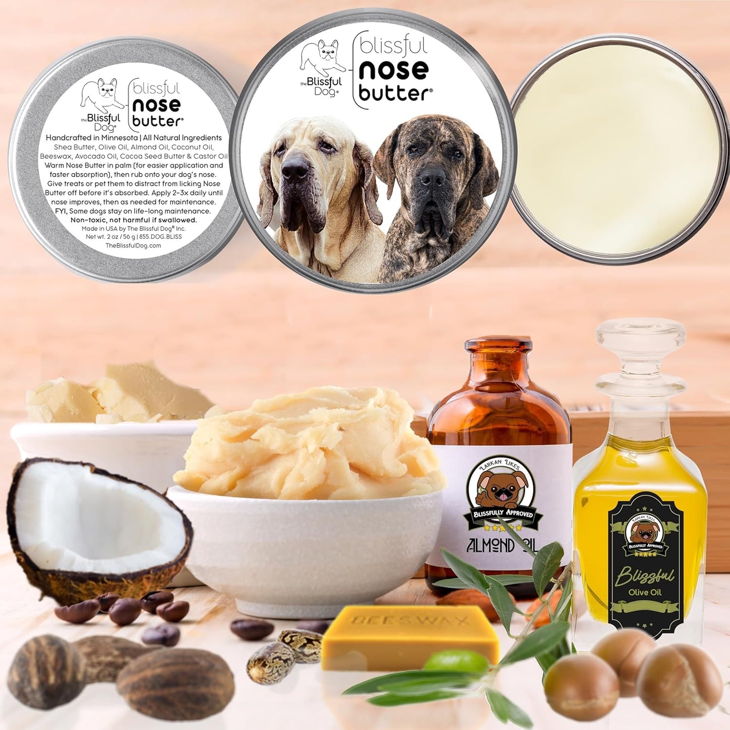 The Blissful Dog Fila Brasilerio Unscented Nose Butter - Dog Nose Butter, 4 Ounce