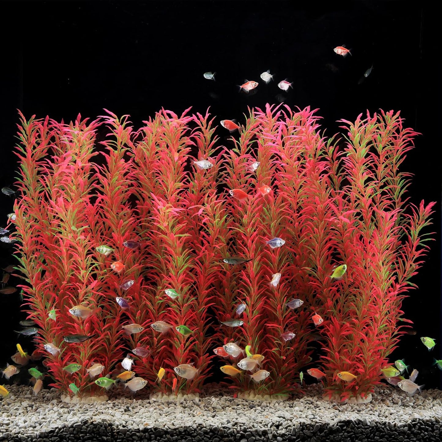 JIHAQUA 2 Pack Aquarium Decor Plastic Plants Extra Large 21 Inches Tall Fish Tank Decorations (Pink 4pcs)