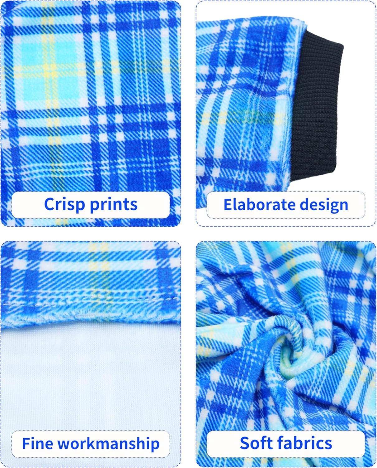 PET SHOW 4 Pack Small Dog Pajamas Cute Dinosaur Monster Clothes for Medium Dogs Soft Stretchy PJs Plaid Jumpsuit Puppy Tie Dye Onesies Outfits with Sleeve Pets Dachshund Costume(XXL, Blue for Boys)