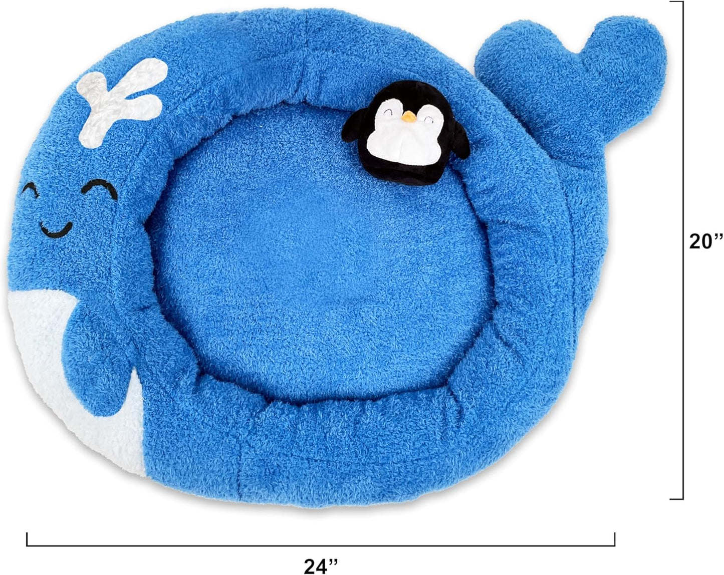 TONBO Soft Plush Small Cute and Cozy Nature Dog Cat Bed, Washer and Dryer Friendly (Whale)