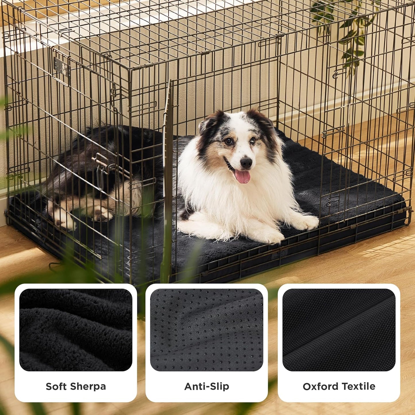 Bedsure XL Dog Bed for Crate - Large Orthopedic Flat Pet Beds with Removable Washable Cover, Egg Crate Foam Crate Mat, Suitable for Pet Up to 90 lbs