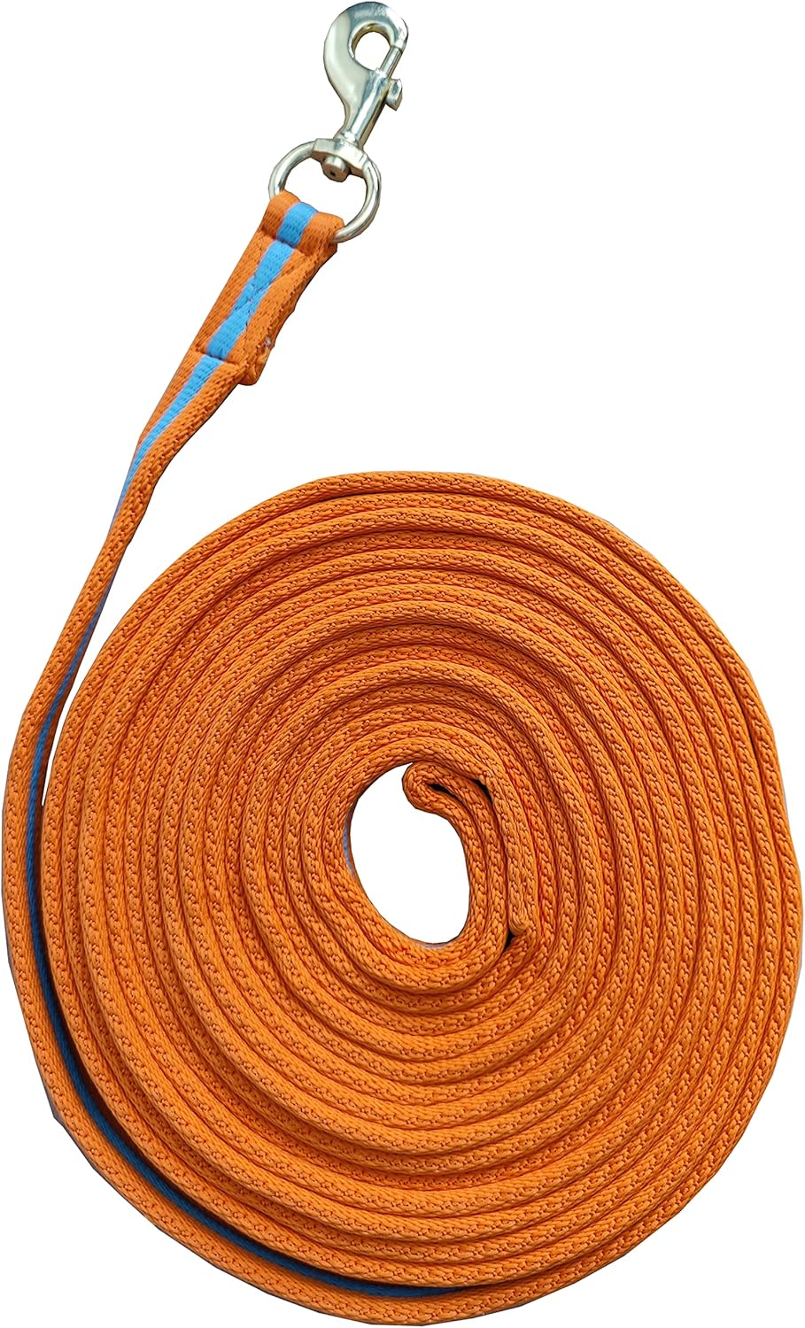 Soft Padded Lunge Line Rein Lead for Horses 27ft Looped Handle Swivel Clip (Orange/Turquoise)