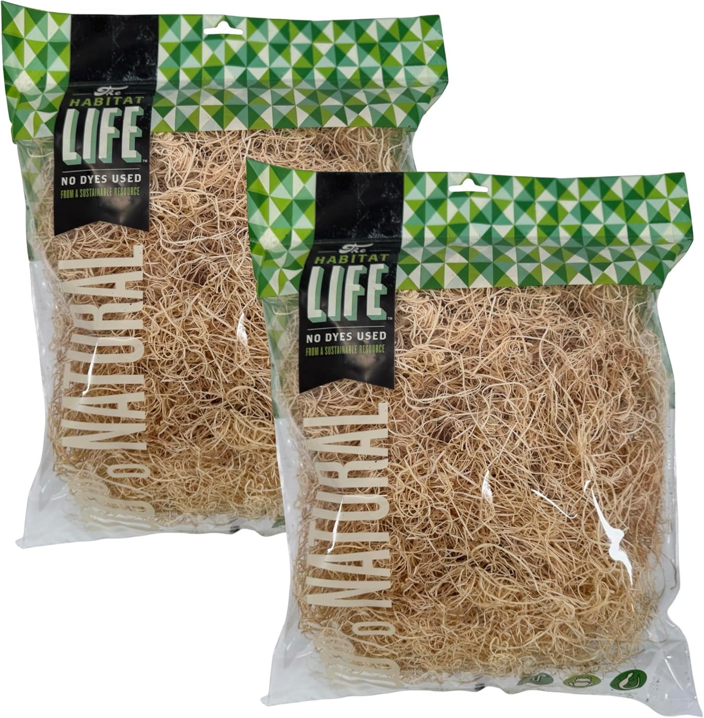 The Habitat Life - Natural Fine Cut Excelsior - for Birds, Hamsters, Gerbils, Rats & Other Small Mammals - Soft & Absorbent - Wood Fiber - Dye-Free & Safe - Medium - 2 Pack