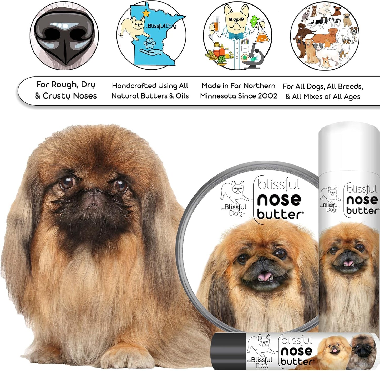 The Blissful Dog Pekingese Unscented Nose Butter - Dog Nose Butter, 0.50 Ounce