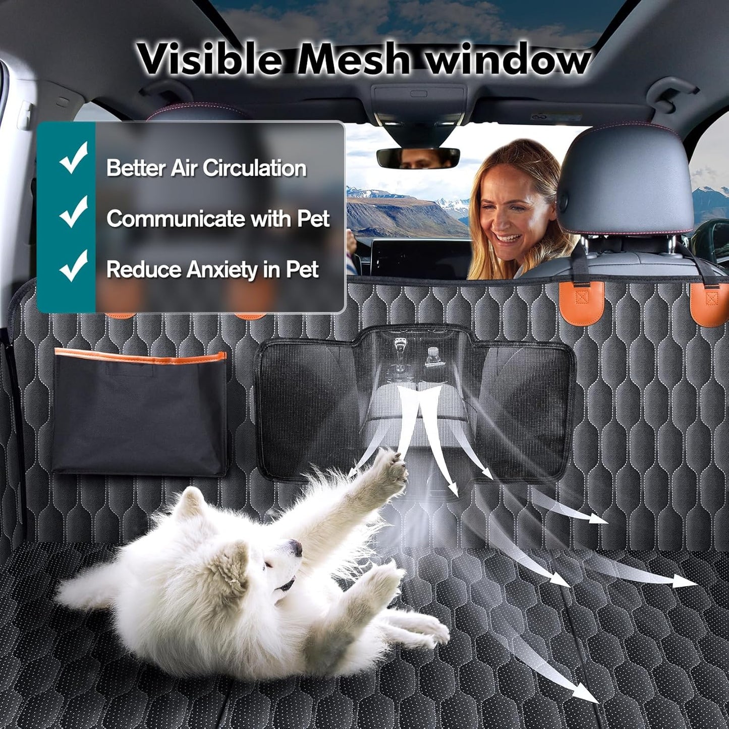 Back Seat Extender for Dogs-Supports 400lb,Hard Bottom Dog Car Seat Cover for Back Seat -Detachable,Scratch Proof Nonslip,Dog Hammock for Car,Truck with Anti-Slip Dispensing