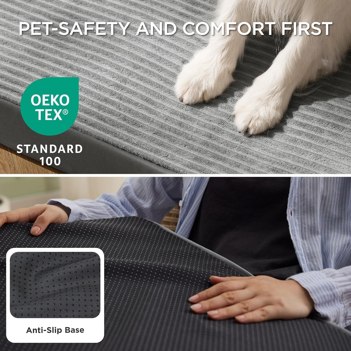 Bedsure XL Dog Bed for Crate - Large Orthopedic Pet Beds with Removable Machine Washable Cover, Egg Crate Foam Puppy Pad, Suitable for Pet Up to 80 lbs, 41"x27"