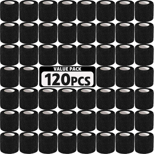 AZEN 120 Pack Self Adhesive Bandage Wrap Black, 2" X 5 Yards Black Athletic Tape, Vet Wrap, Ankle Tape, Cohesive Bandage Wrap
