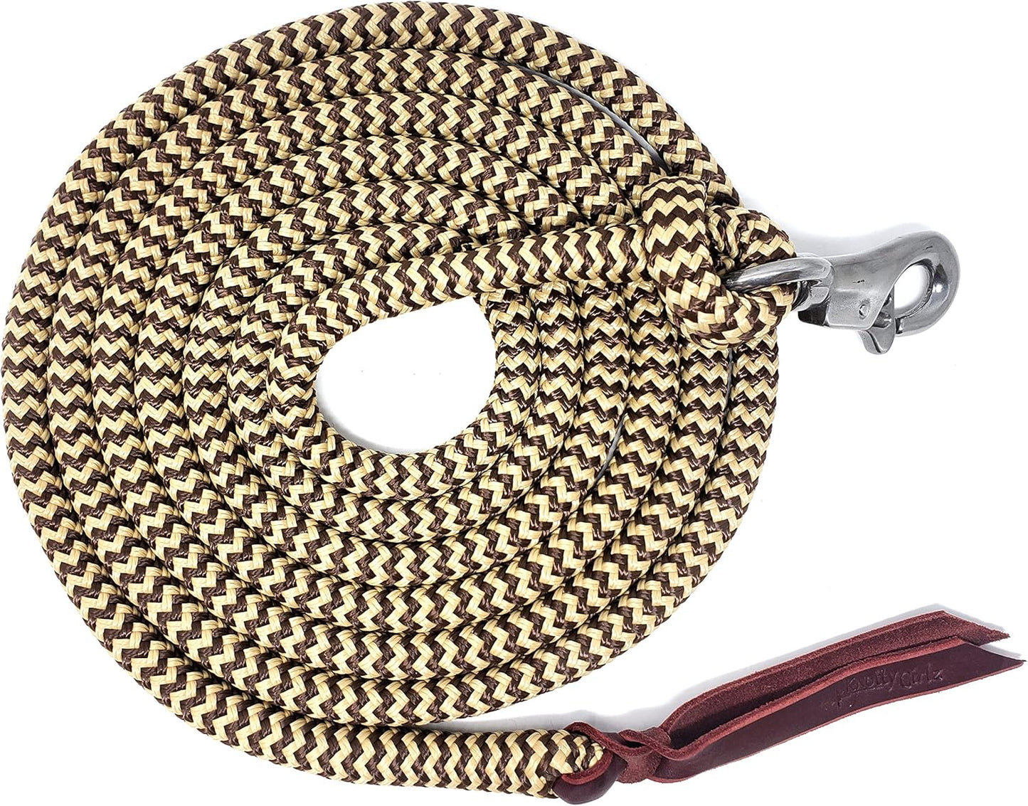 Double Braid Lead Rope with Eye Splice Loop, 12-14FT Lengths (Brown with Beige, 12 ft.)