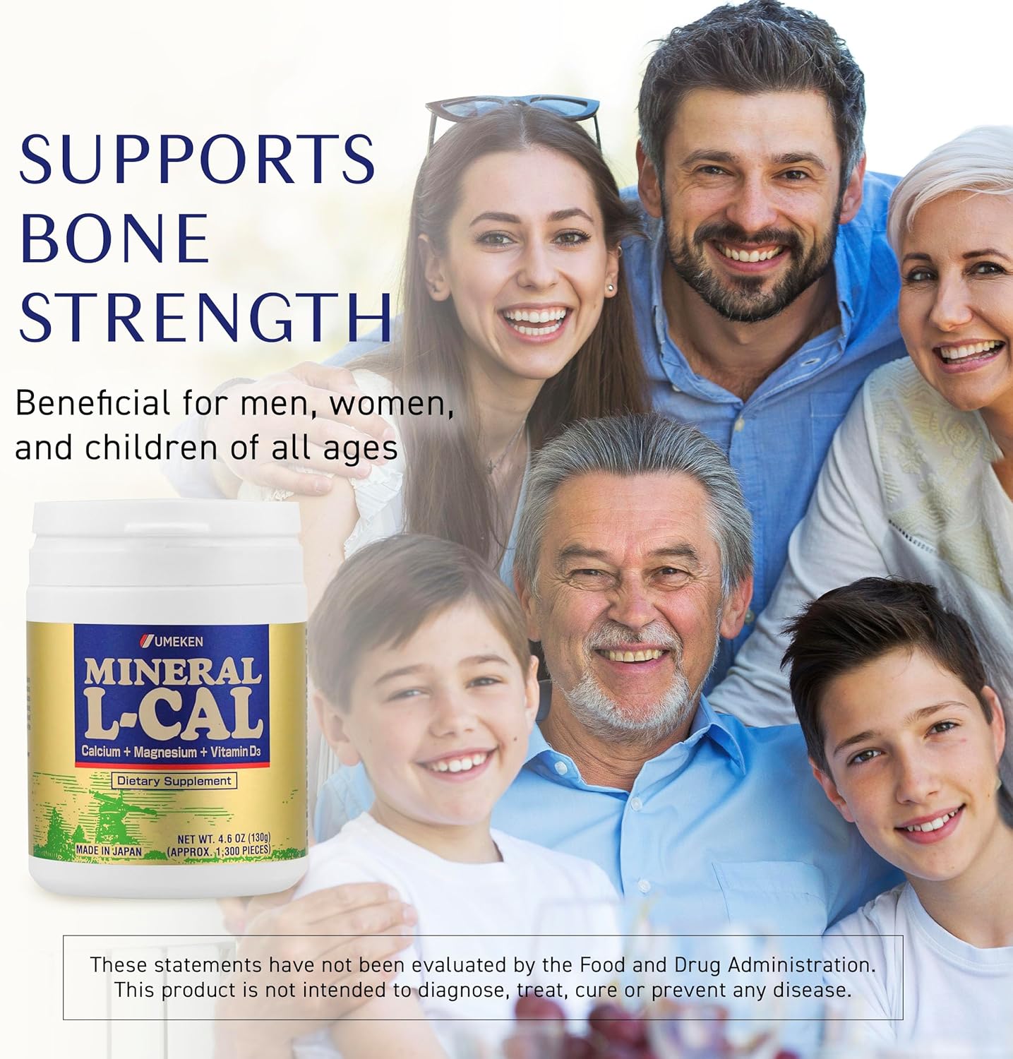 Mineral L-Cal Calcium with Vitamin D3, 4 Month Supply, Water Soluble Ball Format with Magnesium & Minerals, Fast Absorbing Calcium Magnesium D3 Supplement, 1,300 Balls per Bottle, 130g Each, Pack of 2