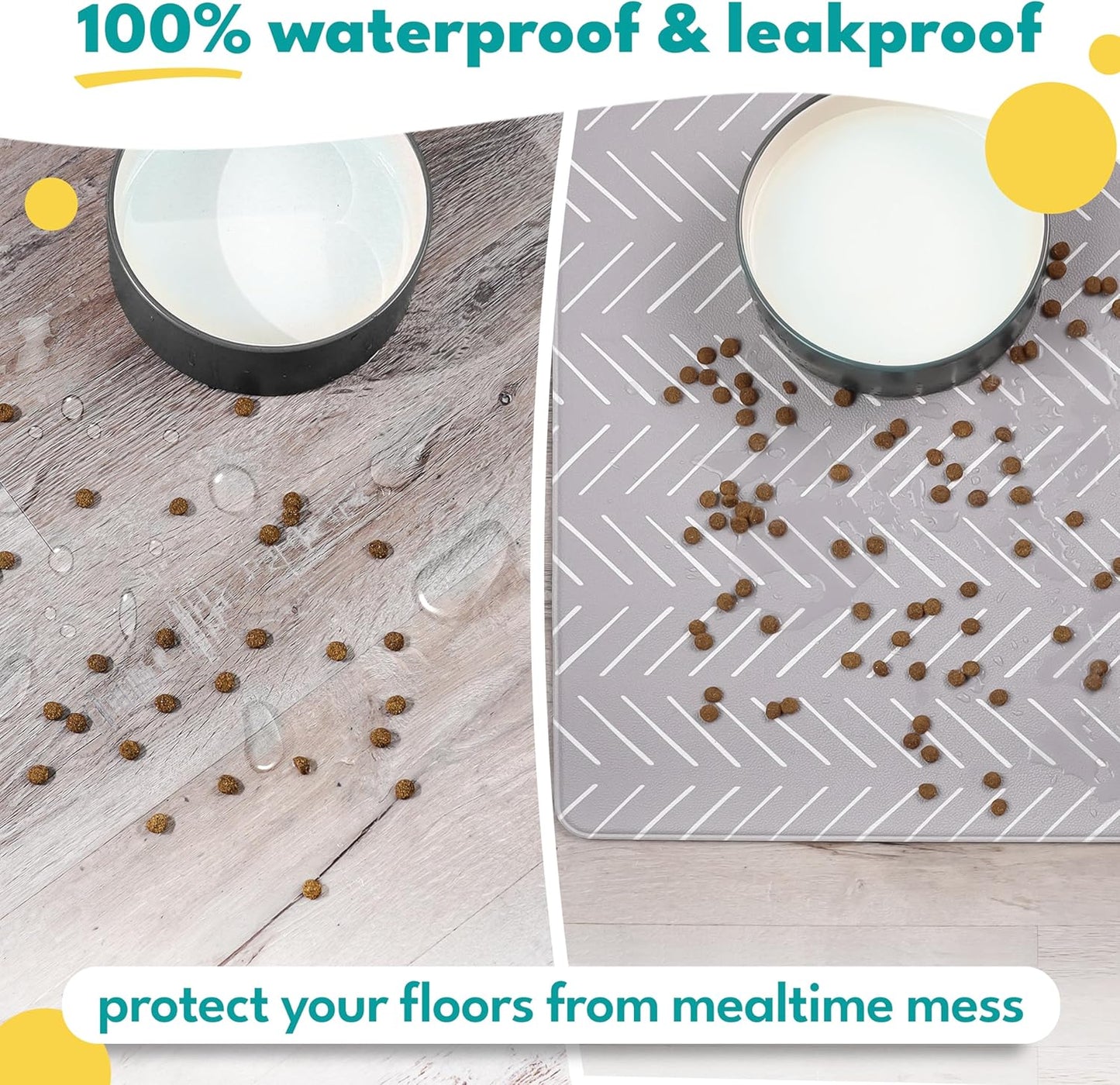 NALALAS Large Dog Mat for Food and Water, Cat Feeding Mat | Large Waterproof Dog Bowl Mat | Non-Slip Pet Food Mat for Floors | Pet Mats for Food and Water | Easy to Clean