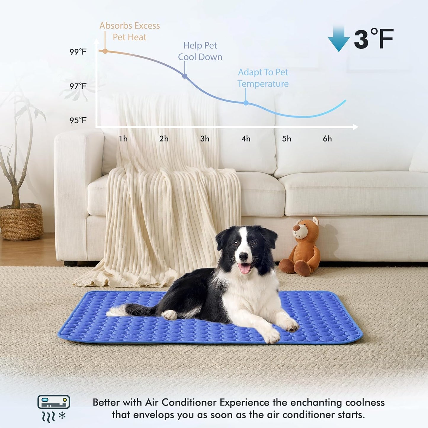 MICROCOSMOS Summer Cooling Mat & Sleeping Pad- Water Absorption Top, Materials Safe, Easy Carry, EZ Clean. Keep Cooling for Pets, Kids and Adults.(Navy Blue, 28" x 22")