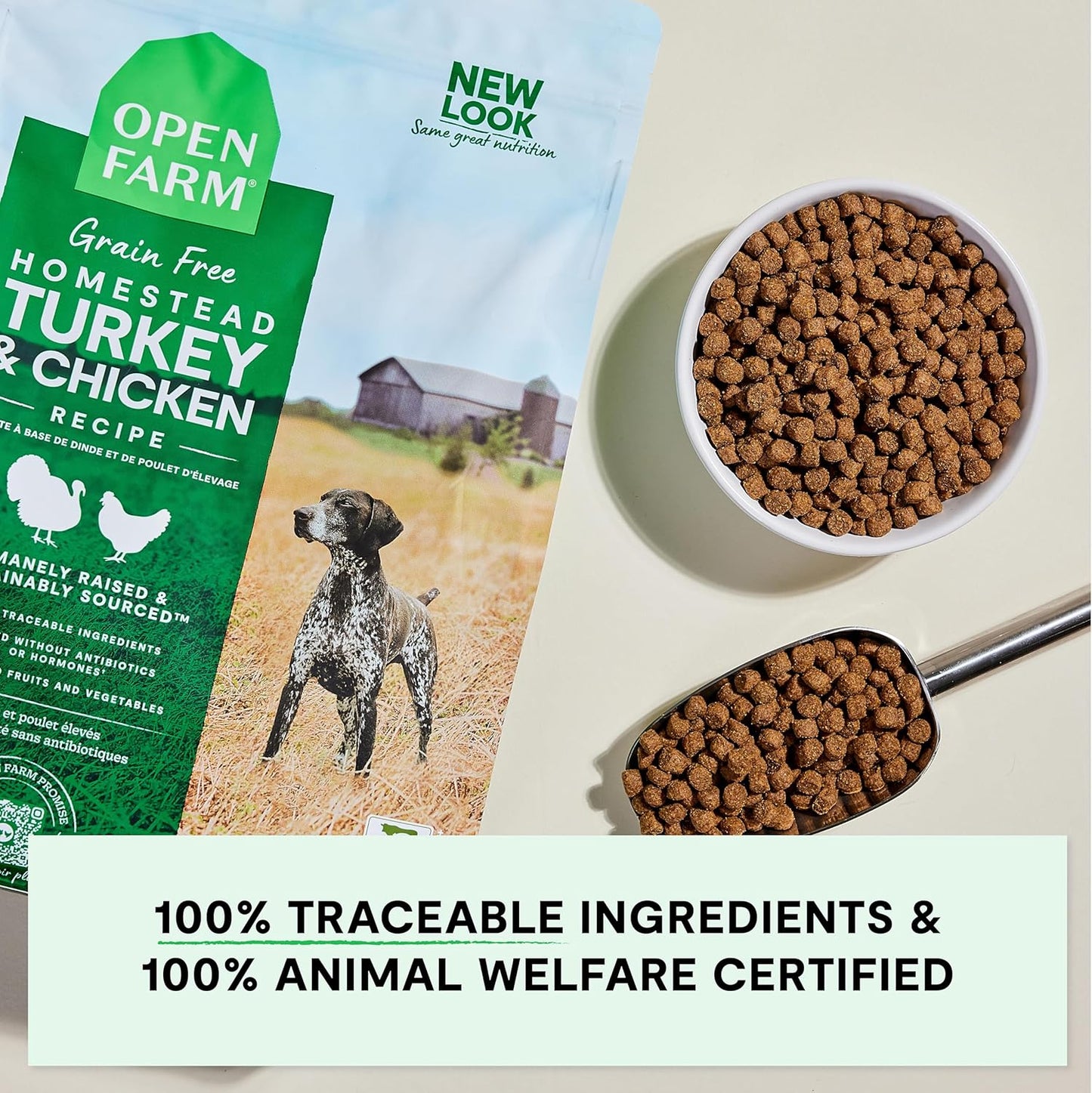 Open Farm, Grain-Free Dry Dog Food, Complete & Balanced Kibble, Sustainably & Ethically Sourced Ingredients, Non-GMO Veggies & Superfoods to Support Overall Health, Turkey and Chicken Recipe, 11lb Bag