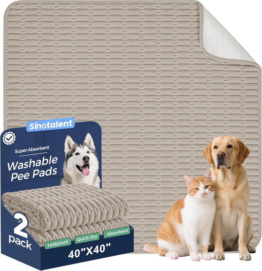 Washable Pee Pads for Dogs, 2 Pack Reusable Puppy Pads Dog Pads, Non-Slip Dog Pee Pads, Leakproof Pet Pee Pads Wee Wee Pads for Dogs. (Brown, 40"x40"(Pack of 2))