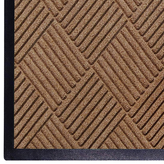 WaterHog Diamond | Commercial-Grade Entrance Mat with Rubber Border – Indoor/Outdoor, Quick Drying, Stain Resistant Door Mat (Medium Brown, 4' x 12')