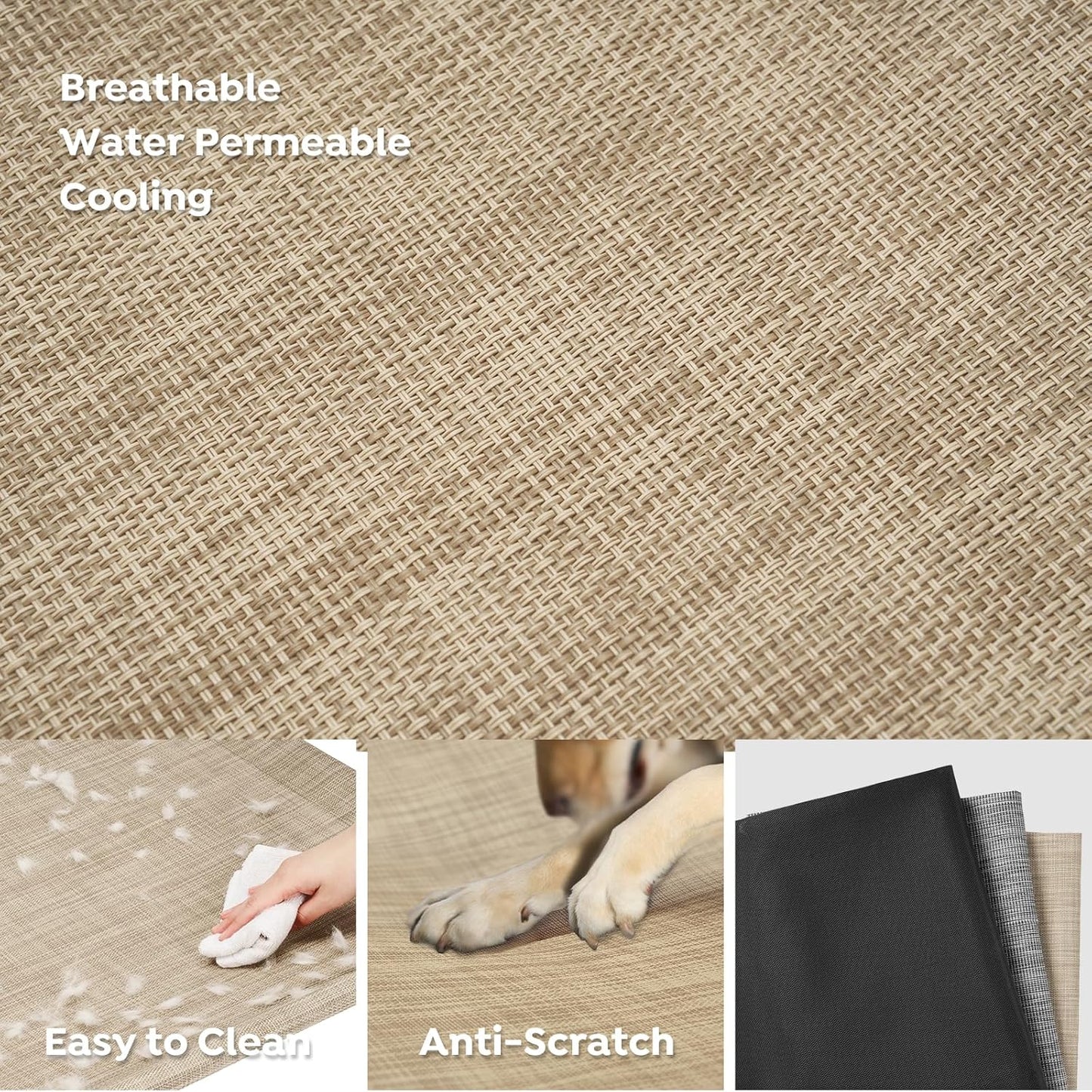 Veehoo Cooling Elevated Dog Bed - Raised for Large Dogs, Outdoor With Guardrail, Upgraded Non-Slip Feet, Breathable Teslin Mesh, Portable Camping Cot, 53 x 33 Inches, Beige Coffee